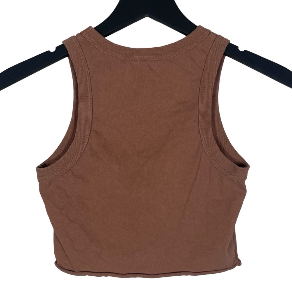 Full Tilt Mushroom Cropped Tank Raw Hem Brown Size XS - Picture 5 of 8